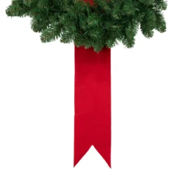 Set Of 3 Wreaths On Red Ribbon Hanging Christmas Decoration, 6.5' -Noel Twinkle Shop northlight sm94117 3 23656.1668103779