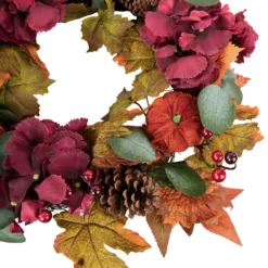 Orange And Burgundy Fall Harvest Artificial Floral And Pinecone Wreath, 22-Inch -Noel Twinkle Shop northlight sm94121 2new 13155.1667533382