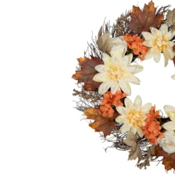 Orange And Cream Floral Fall Harvest Artificial Wreath, 22-Inch 7 Orange And Cream Floral Fall Harvest Artificial Wreath, 22-Inch -Noel Twinkle Shop northlight sm94128 2 38951.1667540285