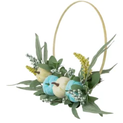 Blue Pumpkins And Foliage Thanksgiving Artificial Half Wreath, 18-Inch -Noel Twinkle Shop northlight sm94134 3 64152.1667529846