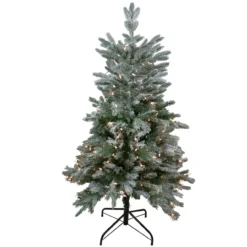 4.5' Pre-Lit Flocked Whistler Noble Fir Artificial Christmas Tree, Clear Lights