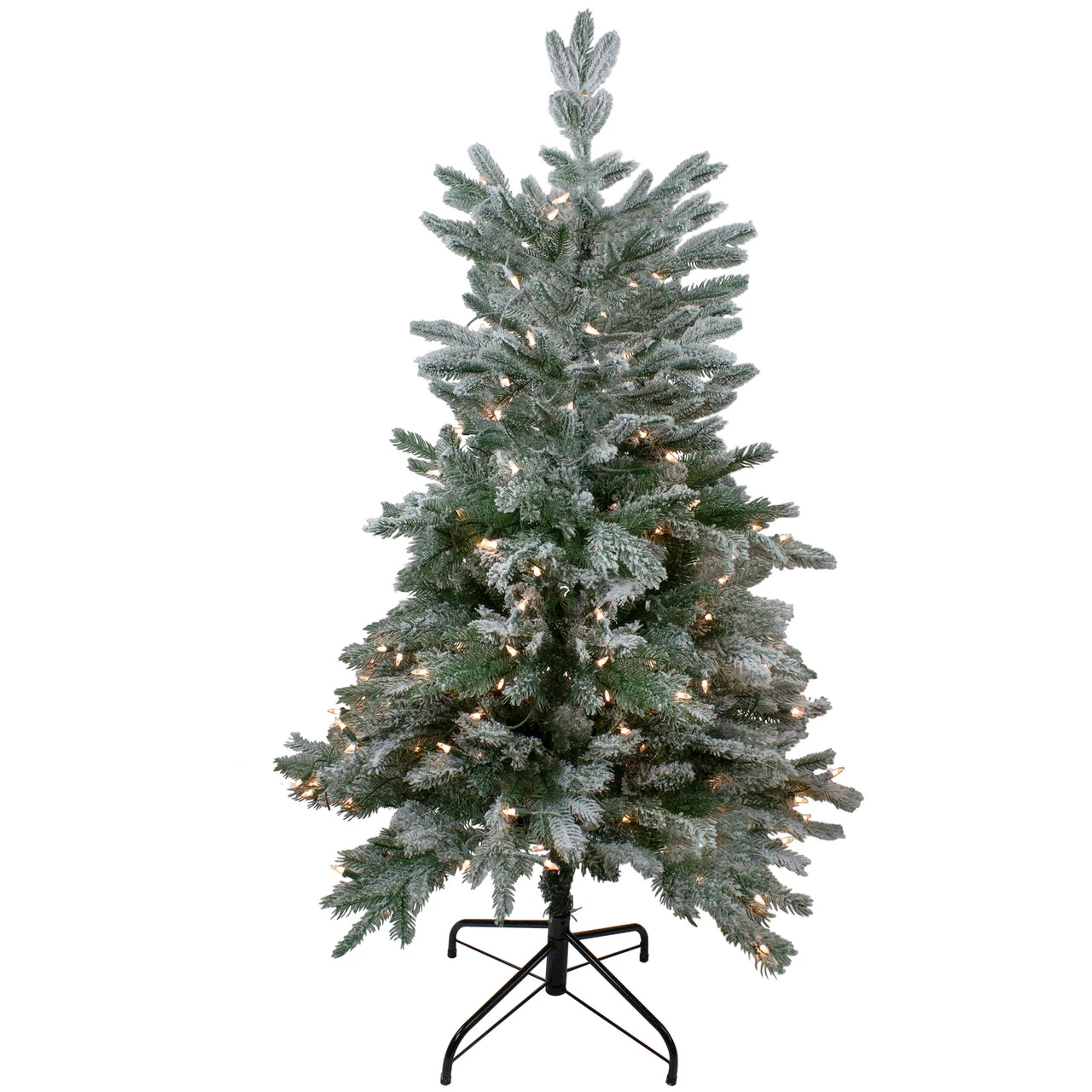 4.5' Pre-Lit Flocked Whistler Noble Fir Artificial Christmas Tree, Clear Lights 3 4.5' Pre-Lit Flocked Whistler Noble Fir Artificial Christmas Tree, Clear Lights