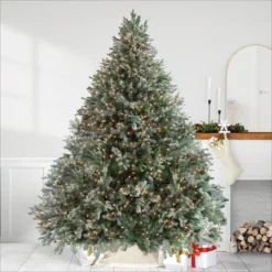 9' Pre-Lit Green Flocked Jasper Balsam Fir Artificial Christmas Tree - Clear Lights