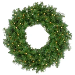 Pre-Lit Whitmire Pine Artificial Christmas Wreath - 24-Inch, Warm White LED Lights