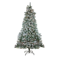 7.5' Pre-Lit Full Winema Pine Flocked Artificial Christmas Tree - Clear Lights