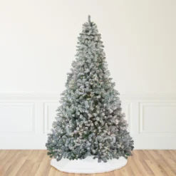 9' Pre-Lit Flocked Winema Pine Artificial Christmas Tree - Clear Lights