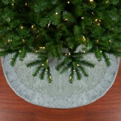 48" Gray And Silver Faux Fur Snake Skin Pattern Christmas Tree Skirt