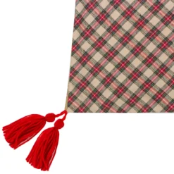 48" Red And Brown Burlap And Plaid Reindeer Christmas Tree Skirt With Tassels -Noel Twinkle Shop northlight t1190696 red 1 sample 03452.1667576854