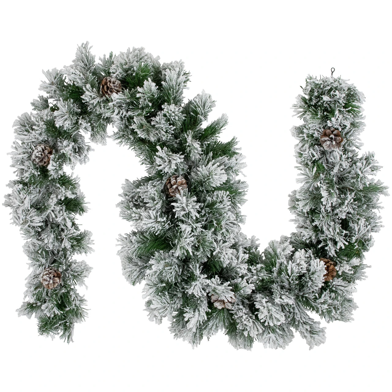 6.75' X 12" Flocked Angel Pine And Pine Cones Artificial Christmas Garland - Unlit 3 6.75' X 12" Flocked Angel Pine And Pine Cones Artificial Christmas Garland - Unlit