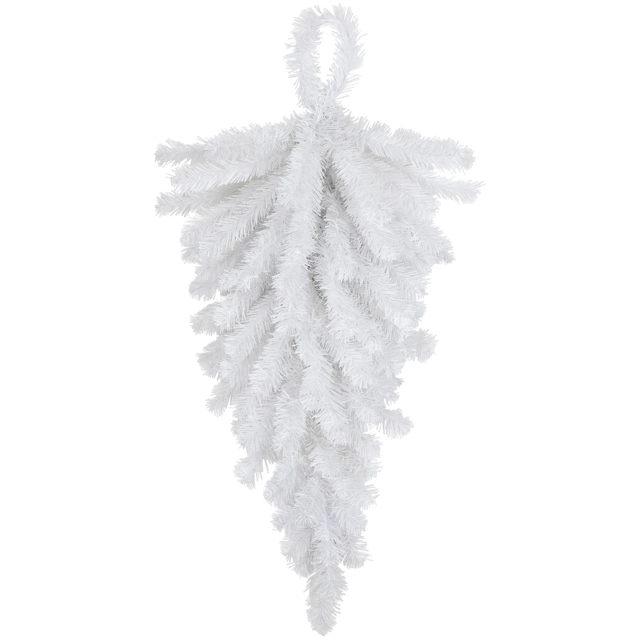 30" Snow White Pine Artificial Teardrop Christmas Swag, Unlit 3 30" Snow White Pine Artificial Teardrop Christmas Swag, Unlit