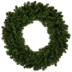 Pre-Lit Canadian Pine Artificial Christmas Wreath, 30-Inch, Clear Lights