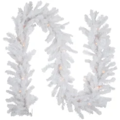 9' X 8" Pre-Lit Snow White Artificial Christmas Garland, Clear Lights