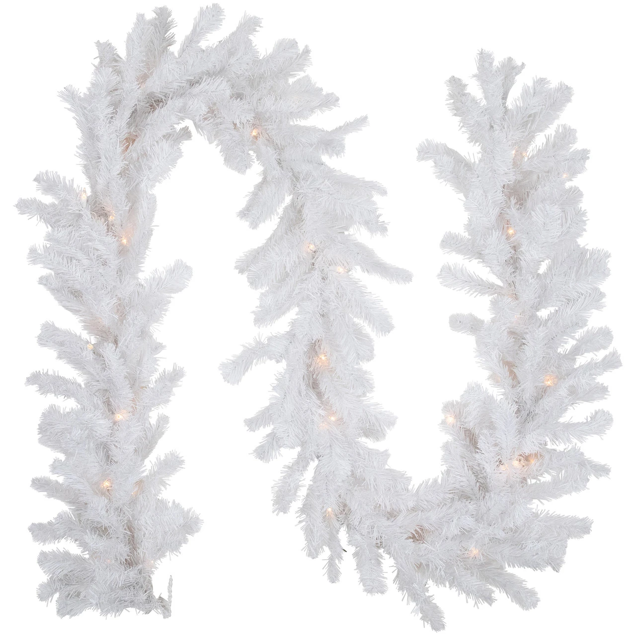 9' X 8" Pre-Lit Snow White Artificial Christmas Garland, Clear Lights 3 9' X 8" Pre-Lit Snow White Artificial Christmas Garland, Clear Lights