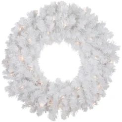 Pre-Lit Snow White Artificial Christmas Wreath, 24-Inch, Clear Lights