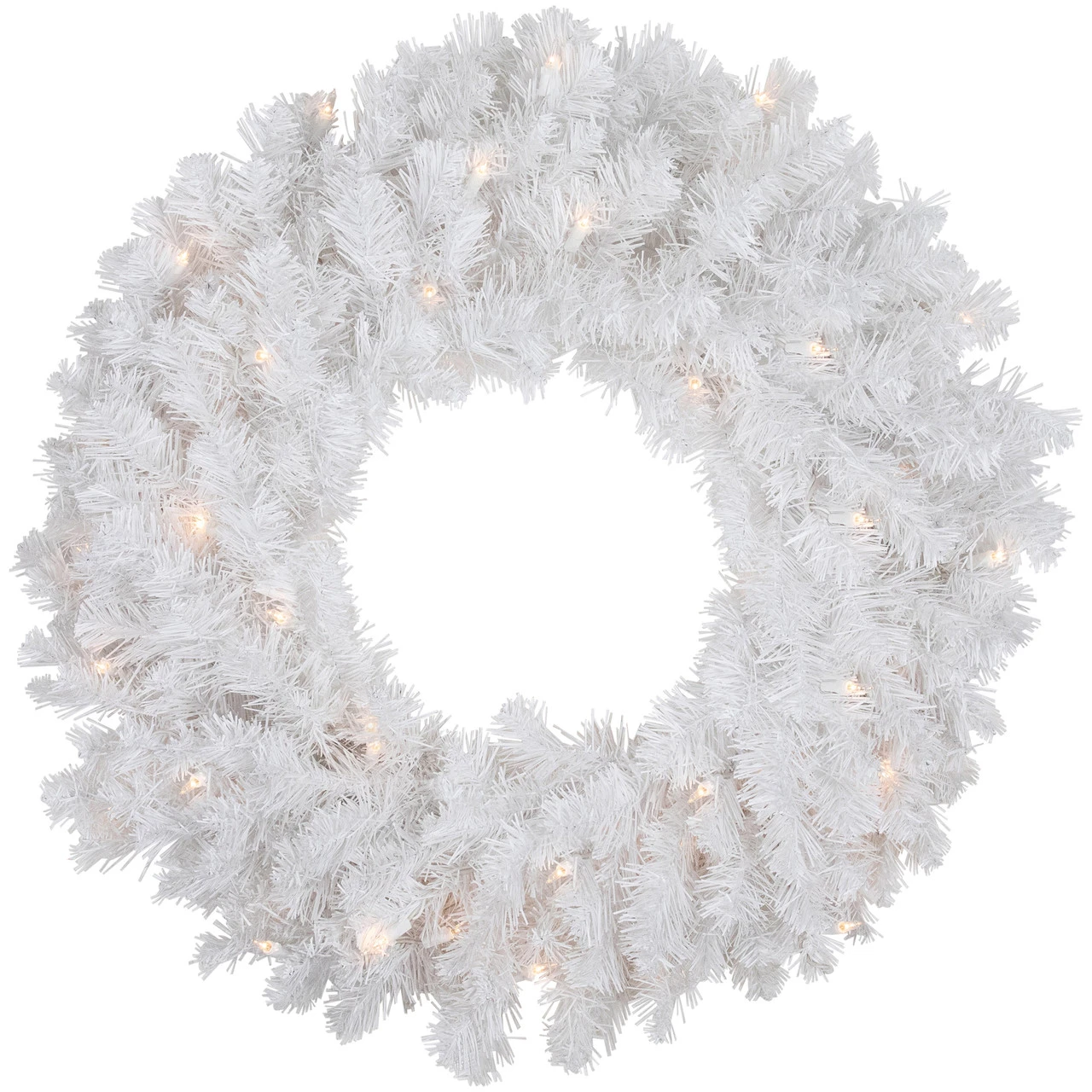 Pre-Lit Snow White Artificial Christmas Wreath, 24-Inch, Clear Lights 3 Pre-Lit Snow White Artificial Christmas Wreath, 24-Inch, Clear Lights