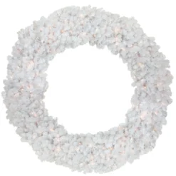 Pre-Lit White Commercial Snow White Pine Artificial Christmas Wreath - 6-Foot, Clear Lights
