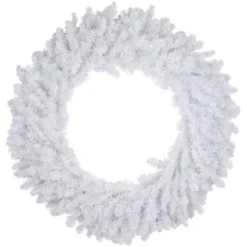 Pre-Lit White Pine LED Artificial Christmas Wreath - 36-Inch, Multicolor Lights