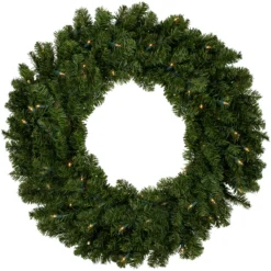 Pre-Lit Canadian Pine Artificial Christmas Wreath - 30-Inch, Clear Lights