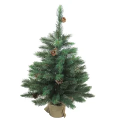 3' Potted Royal Oregon Pine Burlap Base Full Artificial Christmas Tree - Unlit