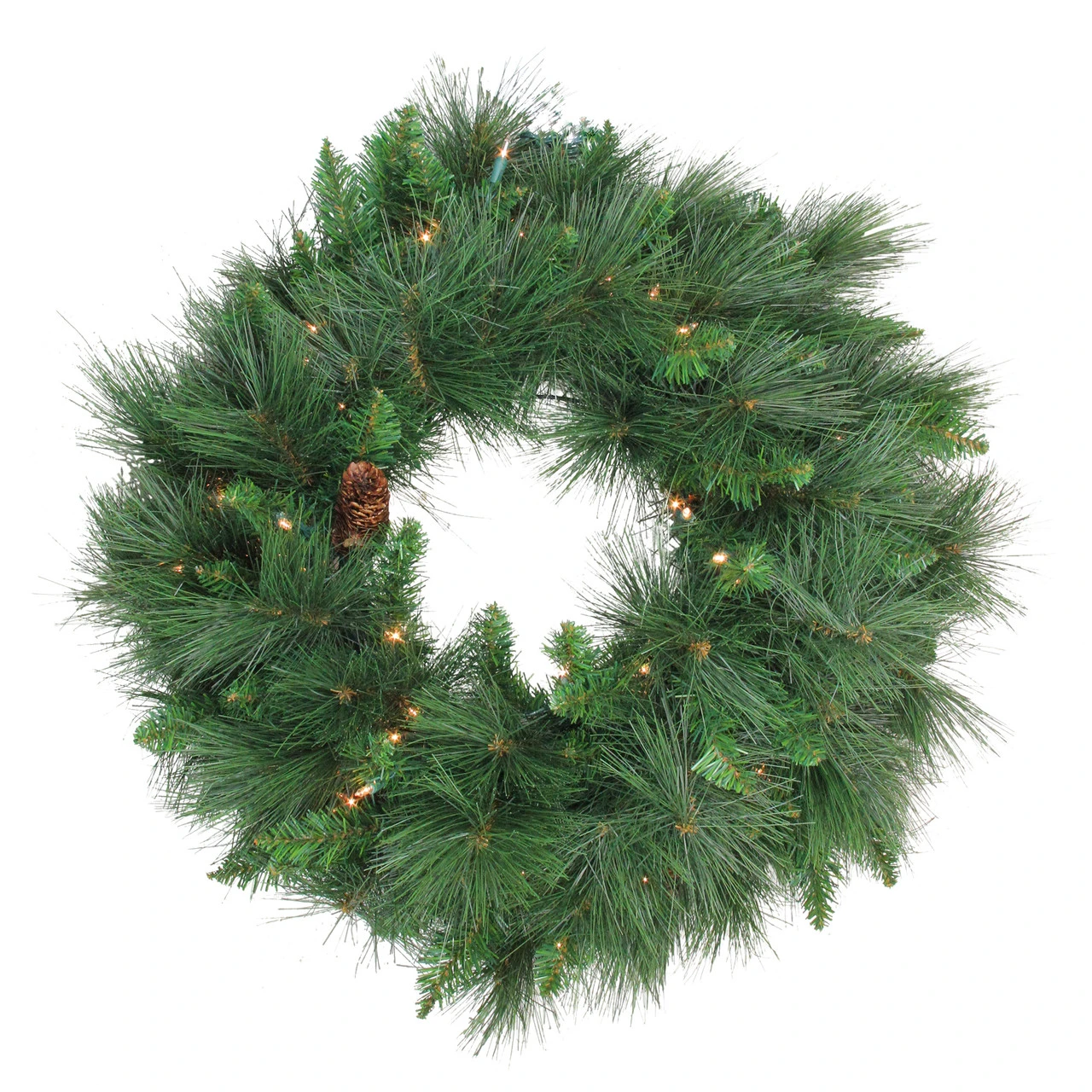Pre-Lit White Valley Pine Artificial Christmas Wreath - 24-Inch, Clear Lights 3 Pre-Lit White Valley Pine Artificial Christmas Wreath - 24-Inch, Clear Lights