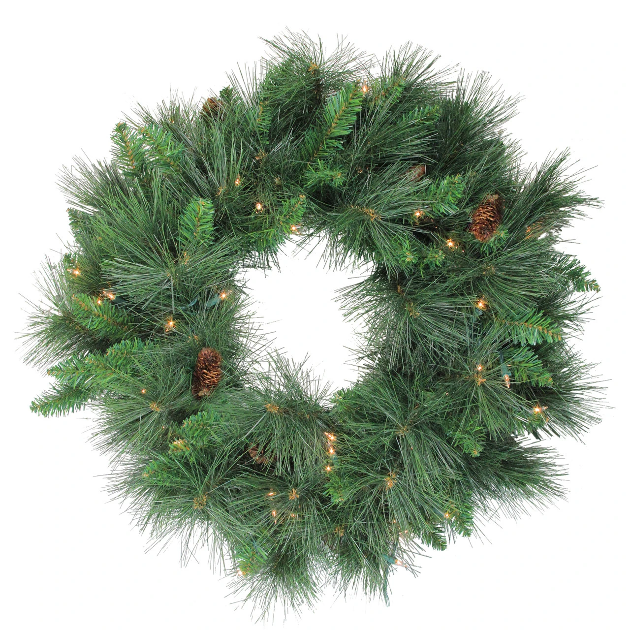 Pre-Lit White Valley Pine Artificial Christmas Wreath, 24-Inch, Clear Lights 3 Pre-Lit White Valley Pine Artificial Christmas Wreath, 24-Inch, Clear Lights