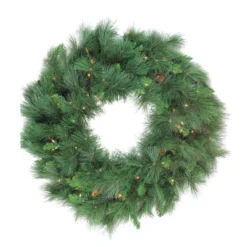 Pre-lit White Valley Pine Artificial Christmas Wreath,48-inch, Clear Lights