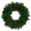 Pre-Lit White Valley Pine Artificial Christmas Wreath With Pinecones, 36-Inch, Clear Lights -Noel Twinkle Shop northlight v15936 68665.1683238525