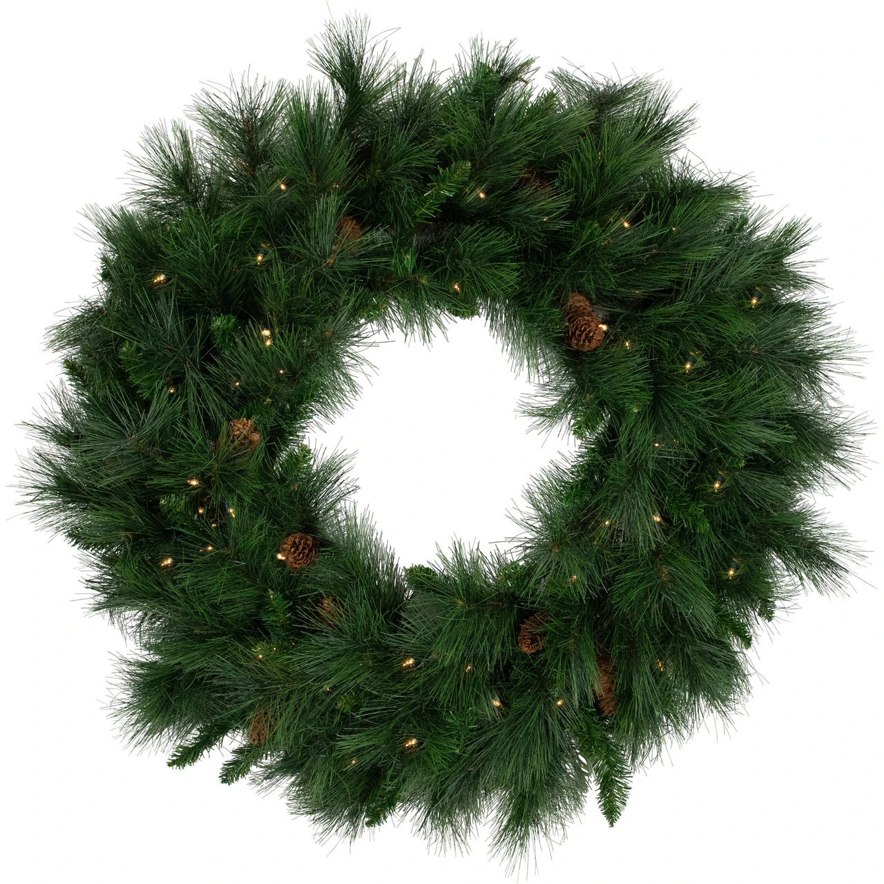 Pre-Lit White Valley Pine Artificial Christmas Wreath With Pinecones, 36-Inch, Clear Lights 3 Pre-Lit White Valley Pine Artificial Christmas Wreath With Pinecones, 36-Inch, Clear Lights