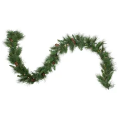 9' X 12" Pre-Lit White Valley Pine Needle Artificial Christmas Garland, Clear Lights