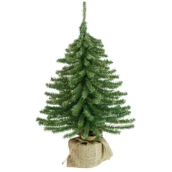 18" Potted Downswept Mini Village Pine Medium Artificial Christmas Tree, Unlit