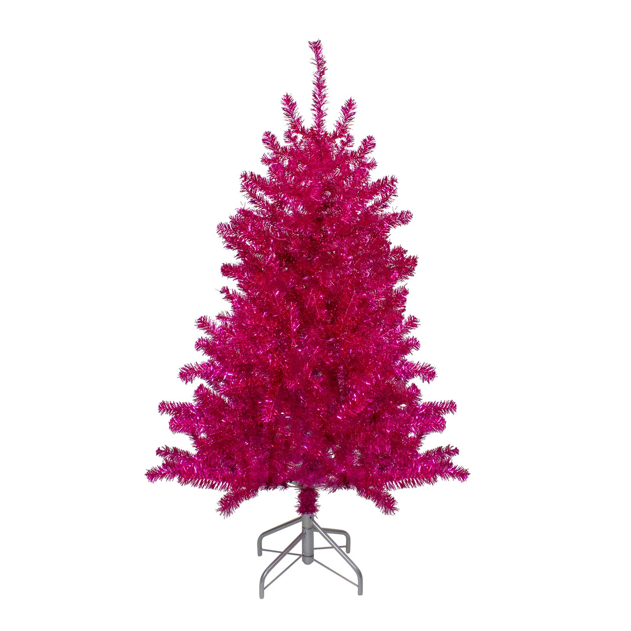 4.5" Metallic Pink Tinsel Artificial Christmas Tree - Unlit 3 4.5" Metallic Pink Tinsel Artificial Christmas Tree - Unlit