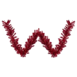 9' X 12" Metallic Red Tinsel Artificial Christmas Garland, Unlit