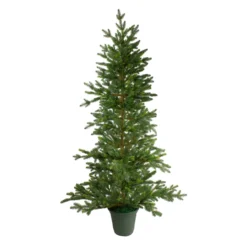 6' Noble Pine Slim Artificial Christmas Tree In Terracotta Pot - Unlit