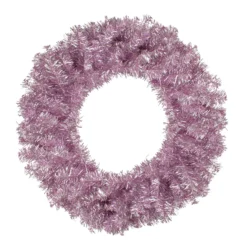 Metallic Pink Tinsel Artificial Christmas Wreath, 24-Inch, Unlit