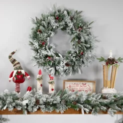 Flocked Rosemary Emerald Angel Pine Artificial Christmas Wreath - 30-Inch, Unlit -Noel Twinkle Shop northlight v27388 2 16025.1667573586
