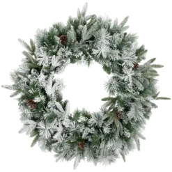 Flocked Rosemary Emerald Angel Pine Artificial Christmas Wreath - 30-Inch, Unlit