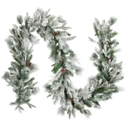 9' X 14" Flocked Rosemary Emerald Angel Pine Artificial Christmas Garland - Unlit