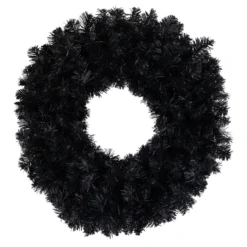 24" Black Colorado Spruce Artificial Halloween Wreath, 24-Inch, Unlit