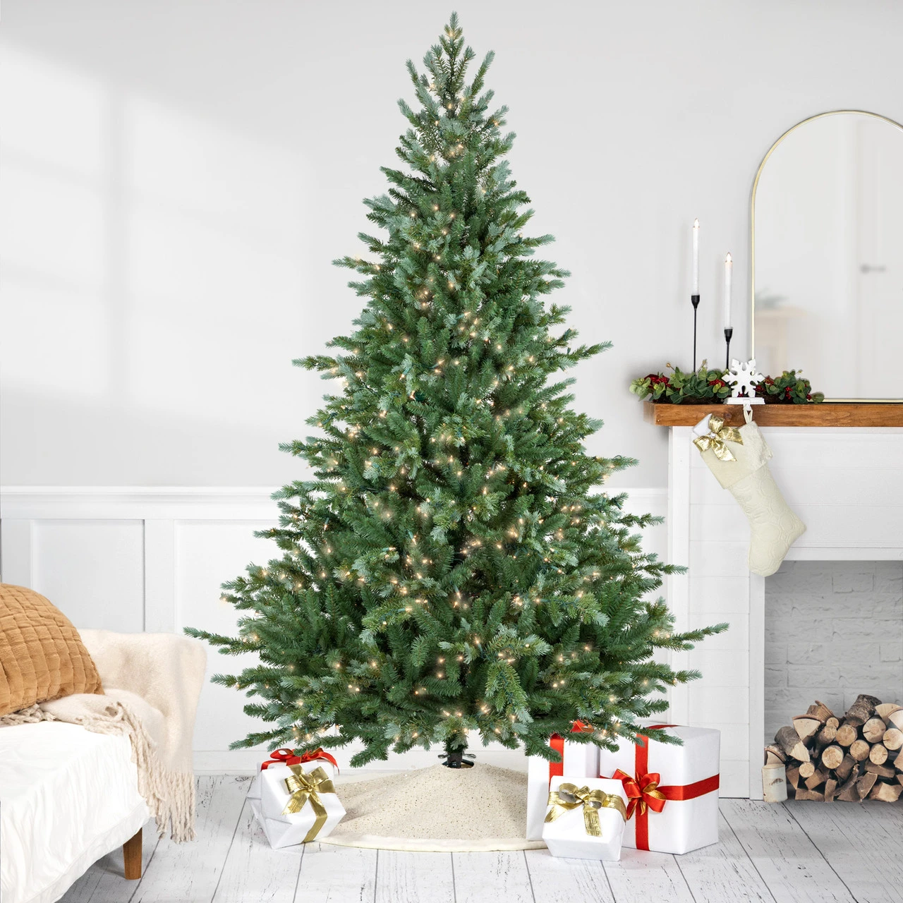 7' Pre-Lit Blue Spruce Artificial Christmas Tree, Clear Lights 3 7' Pre-Lit Blue Spruce Artificial Christmas Tree, Clear Lights