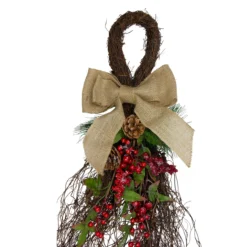 24" Iced Berries And Burlap Artificial Christmas Twig Teardrop Swag -Noel Twinkle Shop northlight vm02184 1 41210.1667658057