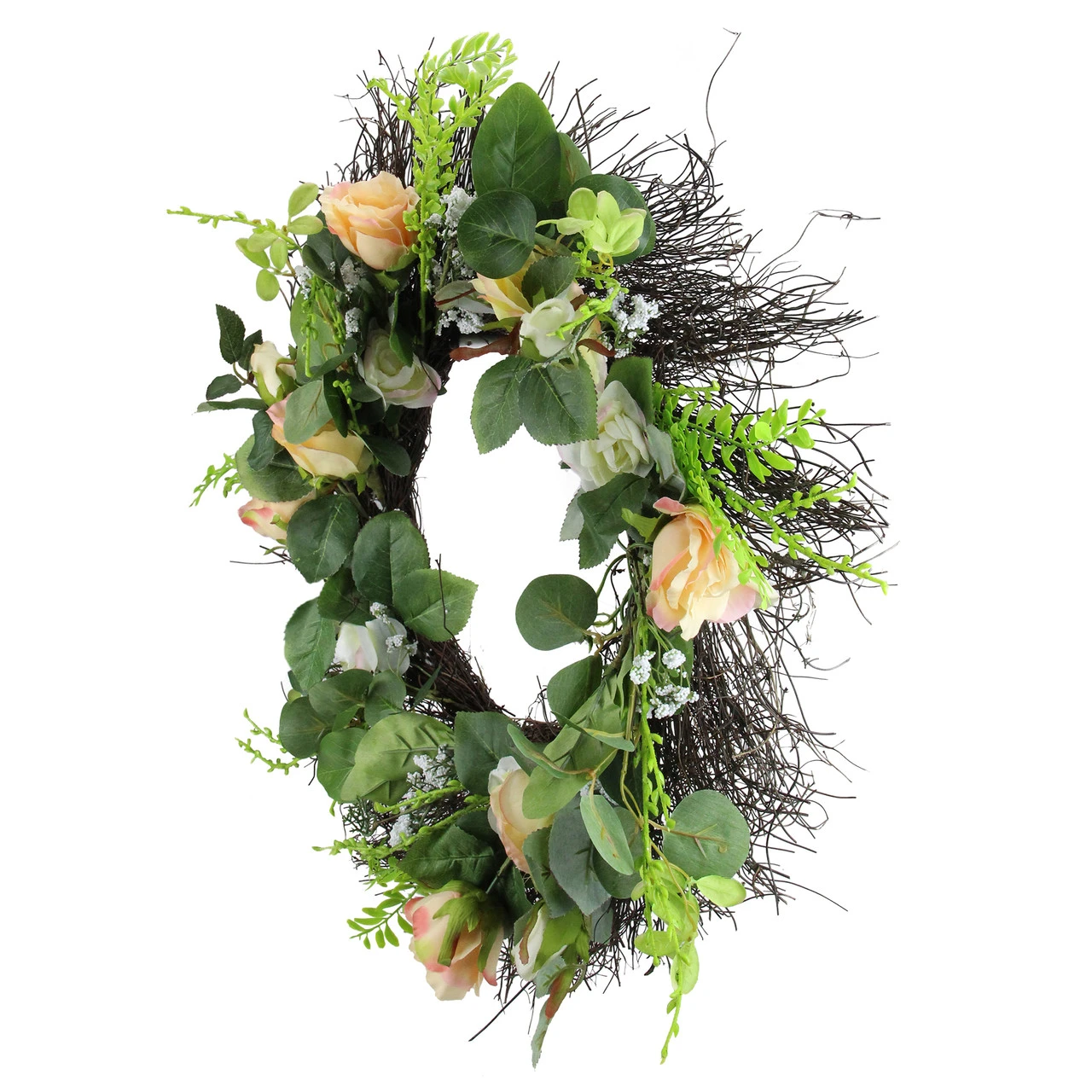Rose And Foliage Artificial Spring Wreath - 24-Inch, Unlit 4 Rose And Foliage Artificial Spring Wreath - 24-Inch, Unlit - Image 2