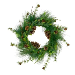 28" Long Needle And Pine Cones Artificial Christmas Wreath - Unlit