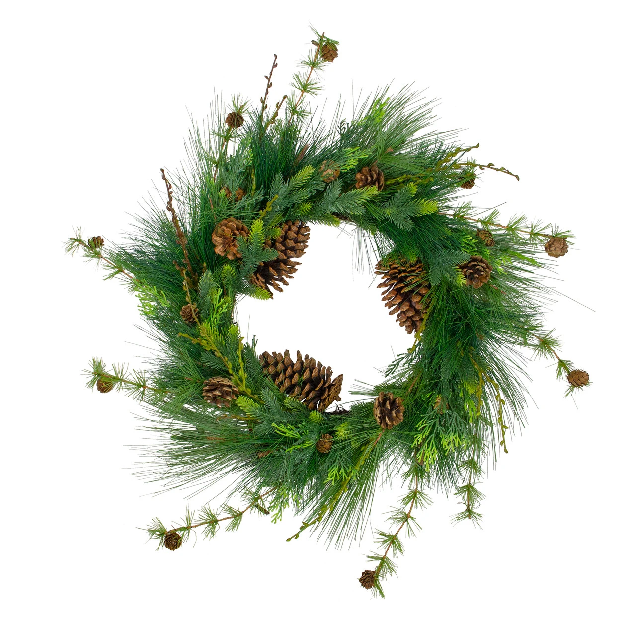 28" Long Needle And Pine Cones Artificial Christmas Wreath - Unlit 3 28" Long Needle And Pine Cones Artificial Christmas Wreath - Unlit