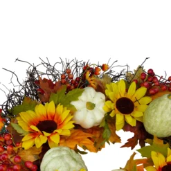 Sunflowers And Gourds Artificial Thanksgiving Wreath - 26-Inch, Unlit -Noel Twinkle Shop northlight vm26536 4 46258.1667573675
