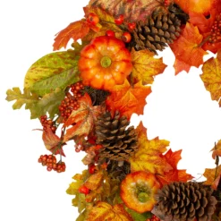 Orange Pumpkins, Pine Cones And Berries Fall Harvest Wreath - 24 Inch, Unlit 8 Orange Pumpkins, Pine Cones And Berries Fall Harvest Wreath - 24 Inch, Unlit -Noel Twinkle Shop northlight vm26537 2 23946.1667575554
