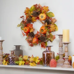 Orange Pumpkins, Pine Cones And Berries Fall Harvest Wreath - 24 Inch, Unlit 7 Orange Pumpkins, Pine Cones And Berries Fall Harvest Wreath - 24 Inch, Unlit -Noel Twinkle Shop northlight vm26537 3 60244.1667575553