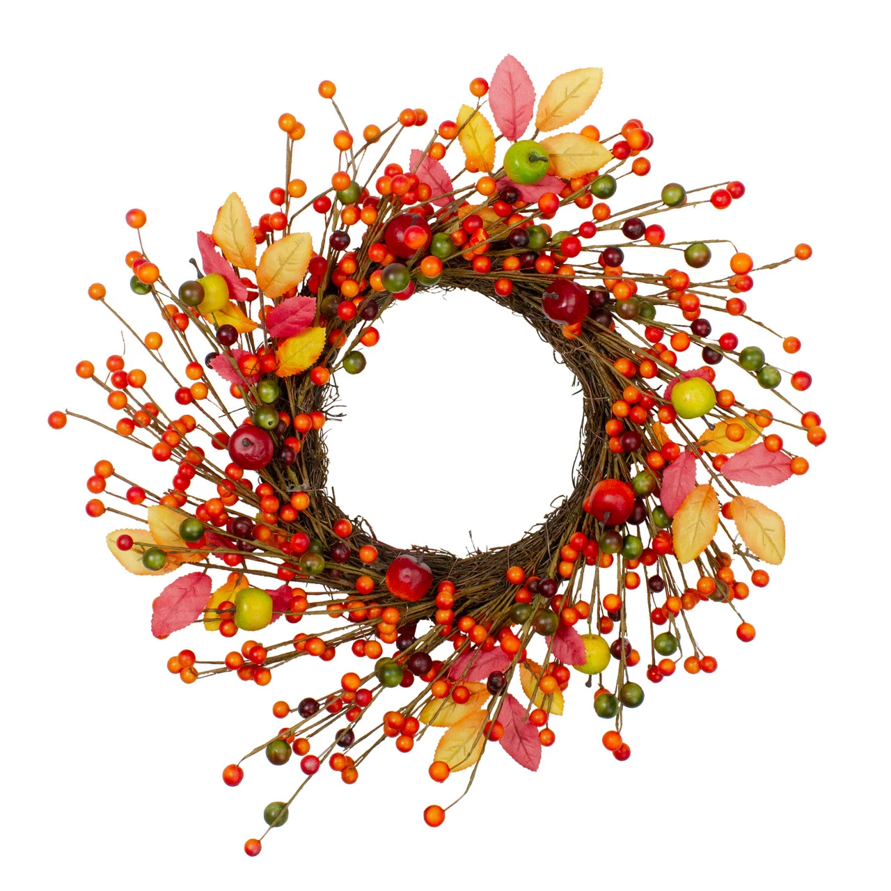 Berries And Apples Foliage Twig Artificial Thanksgiving Wreath - 18-Inch, Unlit 3 Berries And Apples Foliage Twig Artificial Thanksgiving Wreath - 18-Inch, Unlit
