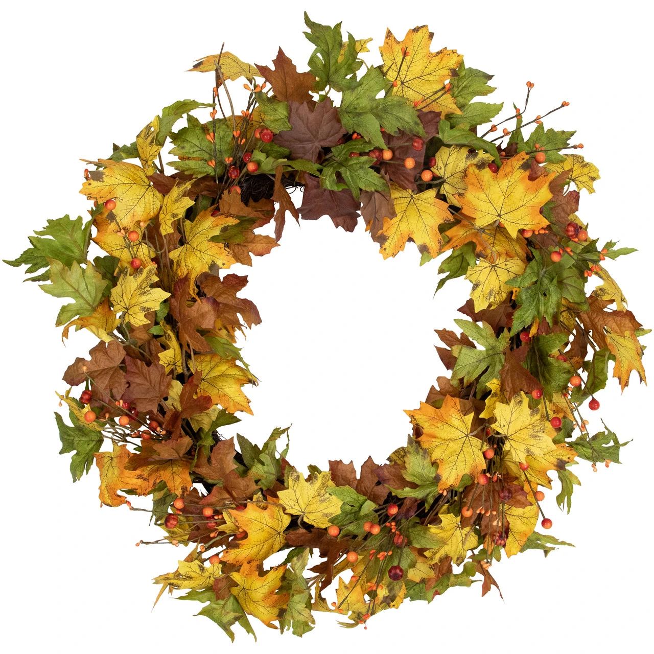 Berries And Twigs Artificial Thanksgiving Wreath Yellow 30-Inch - Unlit 3 Berries And Twigs Artificial Thanksgiving Wreath Yellow 30-Inch - Unlit