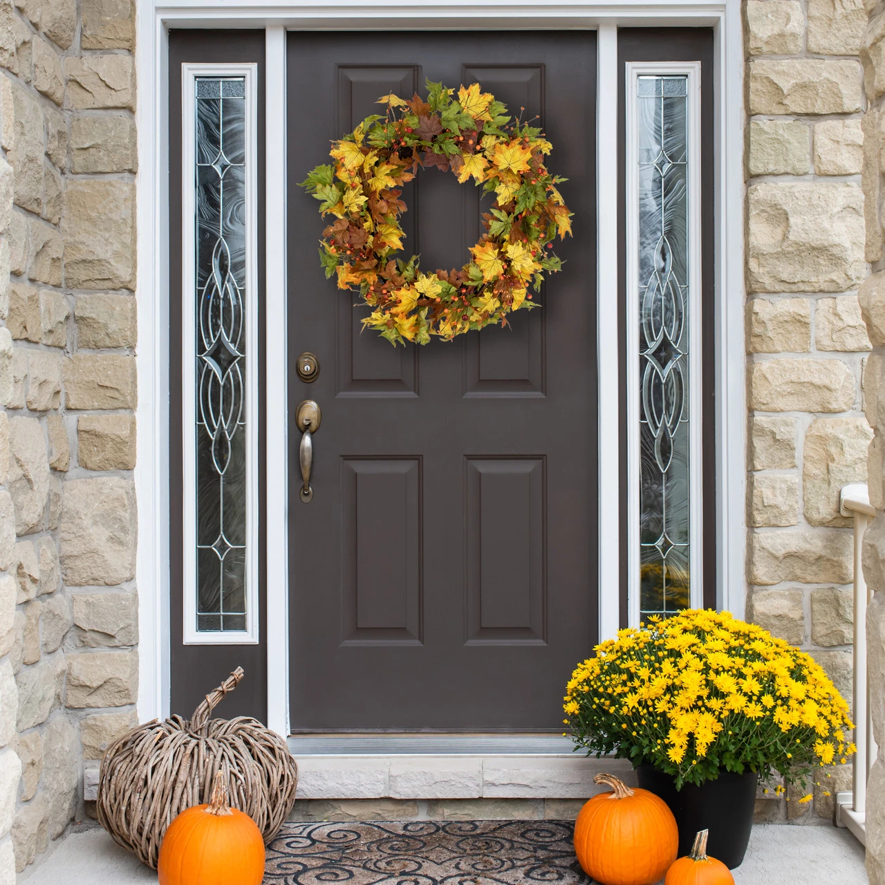 Berries And Twigs Artificial Thanksgiving Wreath Yellow 30-Inch - Unlit 4 Berries And Twigs Artificial Thanksgiving Wreath Yellow 30-Inch - Unlit - Image 2