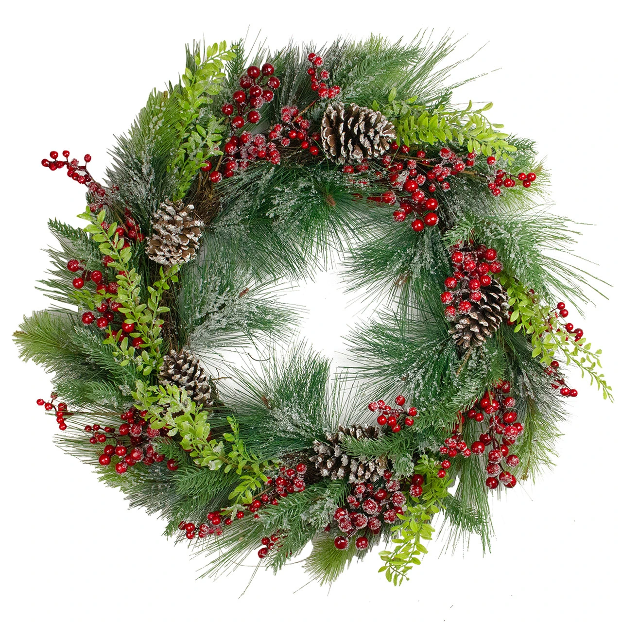 Iced Red Berries And Mixed Pine Artificial Christmas Wreath - 32 Inch, Unllit 3 Iced Red Berries And Mixed Pine Artificial Christmas Wreath - 32 Inch, Unllit
